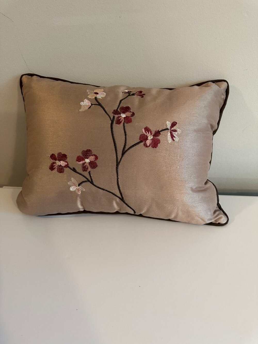 14 x 10 in Better Homes and Garden Satin Embroidery Cherry Blossom Accent Pillow